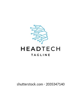 Human head tech logo icon design template flat vector