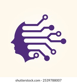 Human head tech trendy artwork lovely abstract vector illustration colorful practical design.eps
