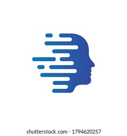 diseño de logotipo de tecnología de cabeza humana