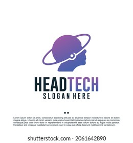 human head , technology , logo design template