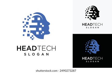 Plantilla de diseño de logotipo de tecnología head. head digital technology inspiración diseño de logotipo	