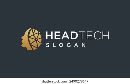 human head technology logo design template. head digital technology inspiration logo design	