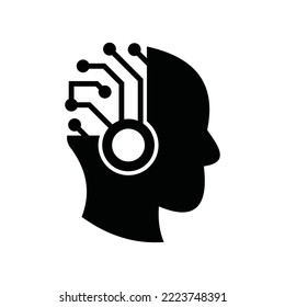 Human Head Technology Vector Logo Design Template