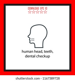 human head, teeth, dental checkup vector icon