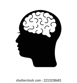 Human head thinking brain icon | Black Vector illustration |