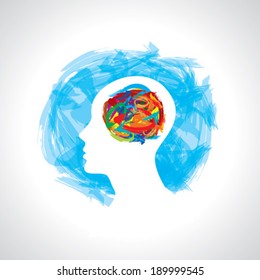 human head thinking. making from brush stocks