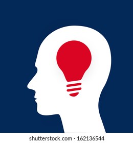 Human head thinking a new idea. Creative Idea. Vector. 