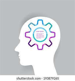 Human head thinking a new idea. Creative Idea. Vector. 