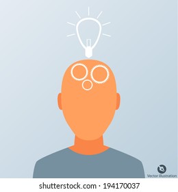 Human head thinking a new idea. Creative Idea. Vector.