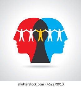 human head thinking Teamwork idea for business