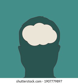 Human head with thoughts. Thinking head. Flat illustration. Vector