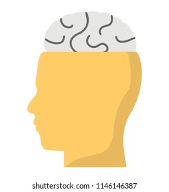 Human head with the top opening showing inner structure, human brain  