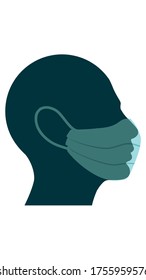 Cabeza humana con máscara transparente