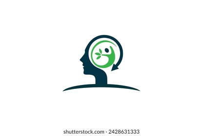 Human head tree with leaves logo icon illustration. Human head brain tree vector design. Pro Vector