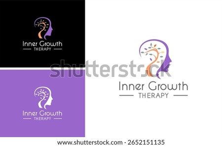 Human Head  Tree Vector Symbol of Mental Health Inner Therapy Growth Psychology Soul Care Logo Design Illustration Brain Mind Organic Nature Concept Consulting Spirit People