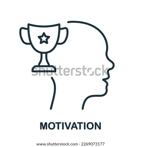 Human Head and Trophy Cup Person Improvement Line Icon. Motivation in Sport Linear Pictogram. Motivating Symbol. Incentive to Development Outline Sign. Editable Stroke. Isolated Vector Illustration.