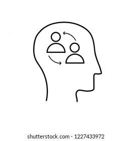 Human head User switch vector icon. filled flat sign for mobile concept and web design. People with exchange arrows simple solid icon. Symbol, logo illustration. Pixel perfect vector graphics