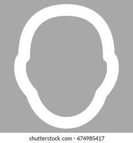 Human Head vector icon. Style is outline flat icon symbol, white color, silver background.