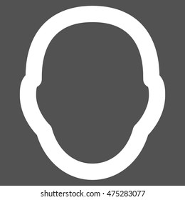 Human Head vector icon. Style is outline flat icon symbol, white color, gray background.