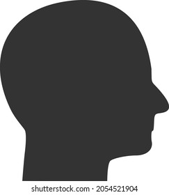 Human Head, Vektorgrafik. Flache Illustration, ikonisches Design des menschlichen Kopfes, einzeln auf weißem Hintergrund.