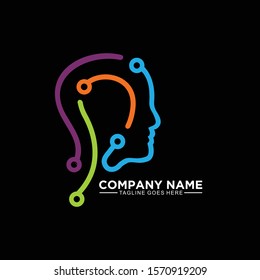 Human head vector for technology logo concept