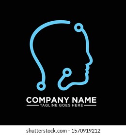 Human head vector for technology logo concept