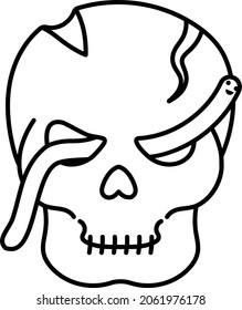 Human Head and Venom Vector Line Icon Design, Halloween costume Symbol, Holiday Celebrations Sign, Saints Eve festivals Stock illustration, Skull and Snake Concept,