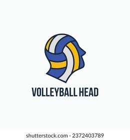 Human head volleyball logo design concept. Vector illustration isolated object on background