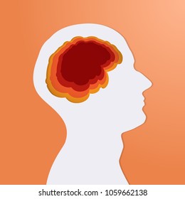 Human Head White With Brain Creative Silhouette