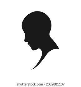 Human head without hair, profile, silhouette. Vector illustration, flat cartoon minimal design isolated on white background, eps 10
