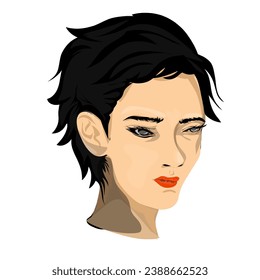 human head, a woman's face, without background