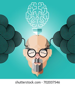 Human head with working progress Innovative thinking concept