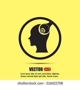 human head and a wrench with a nut