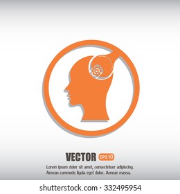 human head and a wrench with a nut