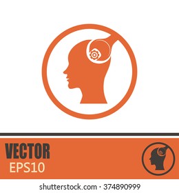 human head and a wrench with a nut