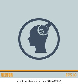 human head and a wrench with a nut