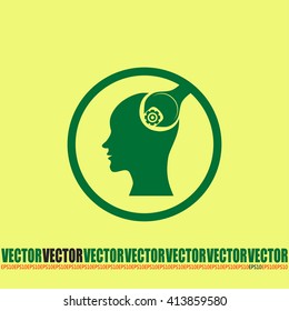 human head and a wrench with a nut