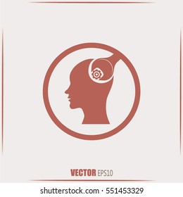 human head and a wrench with a nut