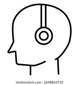 Human with Headphone. media flat icon for apps and websites