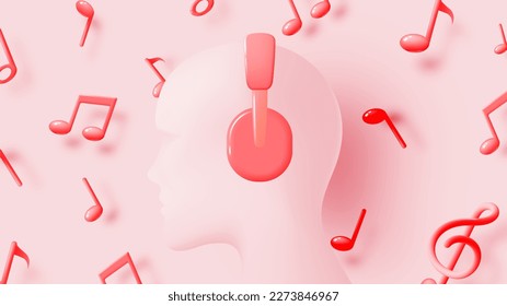 Human with headphone vector for musical apps and websites background vector illustration