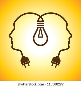 Human heads with Bulb symbol   Business  ; concepts