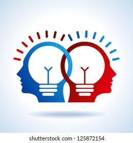 Human heads with Bulb symbol Business concepts