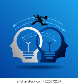 Human heads with Bulb symbol Business concepts