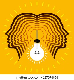 Human heads with Bulb symbol Business concepts