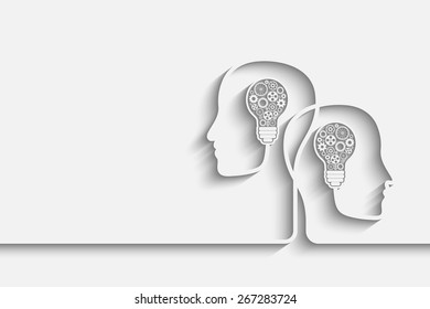 Human heads creating a new idea background. Eps10 vector for your design
