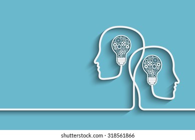 Human heads creating a new idea background. Eps10 vector for your design