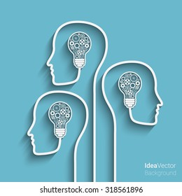 Human heads creating a new idea background. Eps10 vector for your design