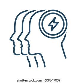 Human Heads and Flash Sign vector icon in meaning Brainstorming