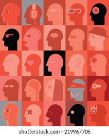 Human Heads vector illustration. Can be used as seamless wallpaper.