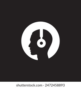 human headset audio music modern logo design vector